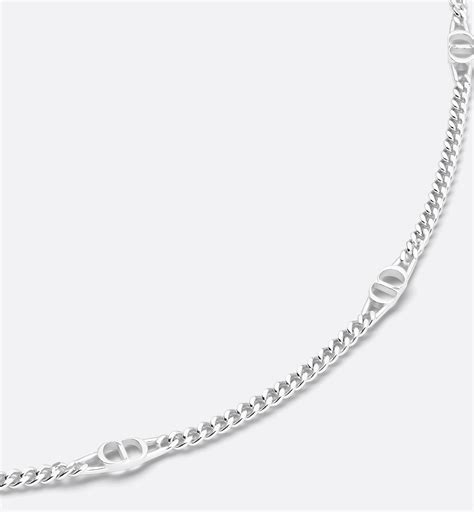 CD Icon Thin Chain Link Necklace Silver 